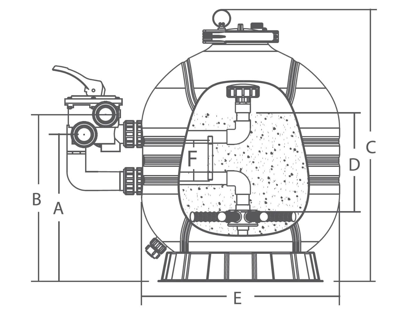 Dimensions du filtre à montage latéral CitrinEco